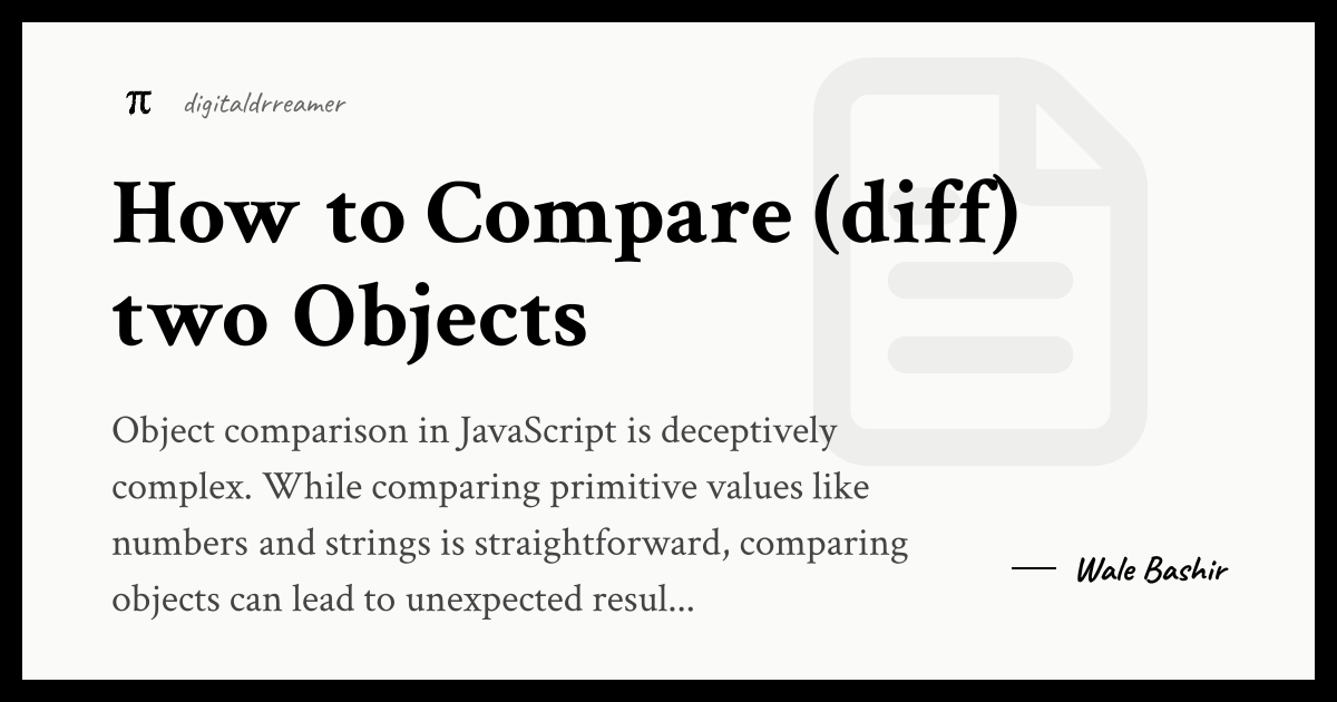 How to Compare (diff) two Objects
